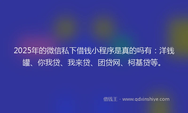 2025年的微信私下借钱小程序是真的吗有：洋钱罐、你我贷、我来贷、团贷网、柯基贷等。