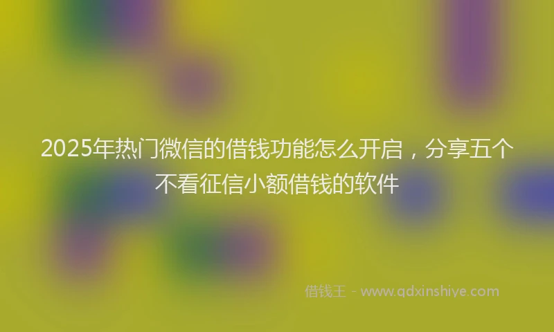 2025年热门微信的借钱功能怎么开启，分享五个不看征信小额借钱的软件