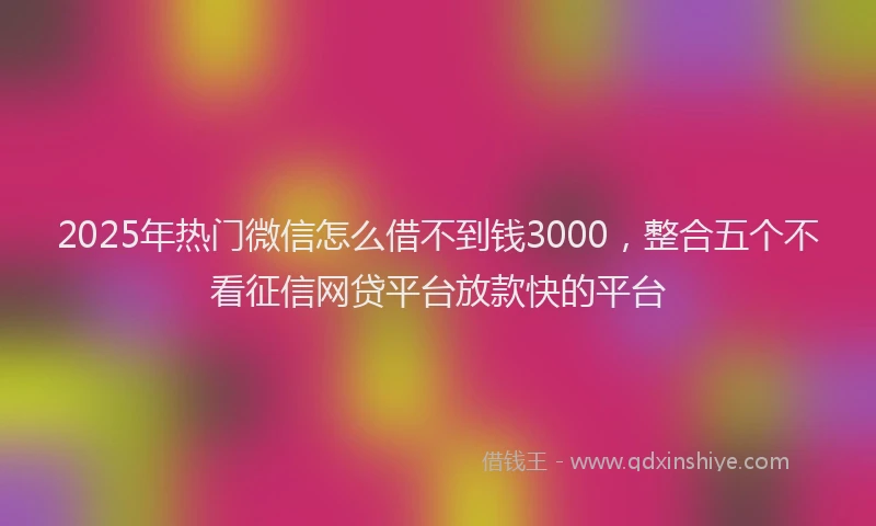 2025年热门微信怎么借不到钱3000，整合五个不看征信网贷平台放款快的平台