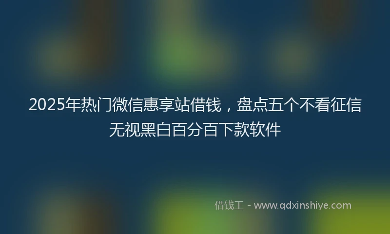 2025年热门微信惠享站借钱，盘点五个不看征信无视黑白百分百下款软件