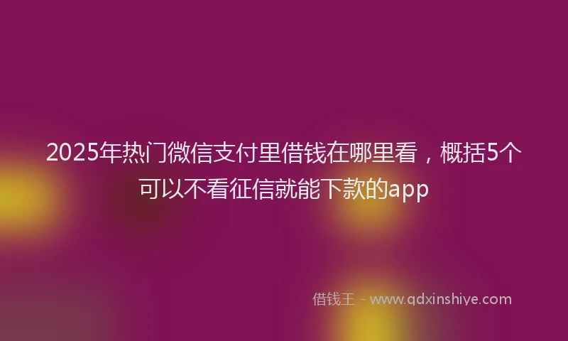 2025年热门微信支付里借钱在哪里看，概括5个可以不看征信就能下款的app