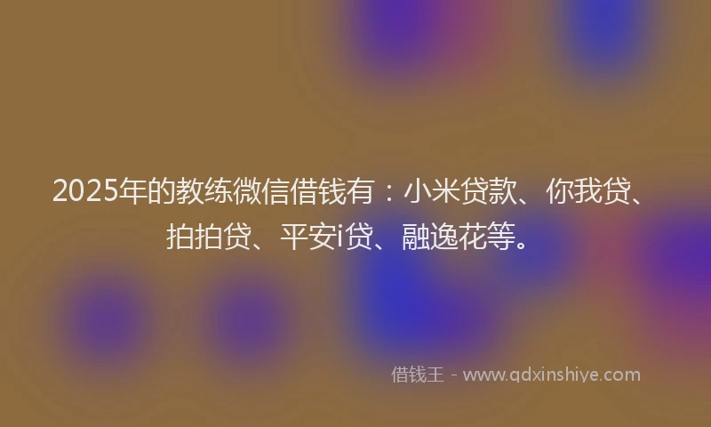 2025年的教练微信借钱有：小米贷款、你我贷、拍拍贷、平安i贷、融逸花等。