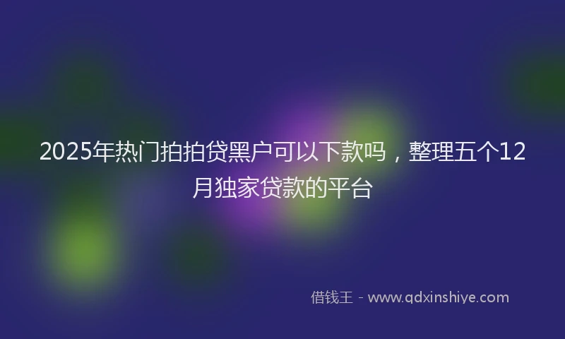 2025年热门拍拍贷黑户可以下款吗，整理五个12月独家贷款的平台