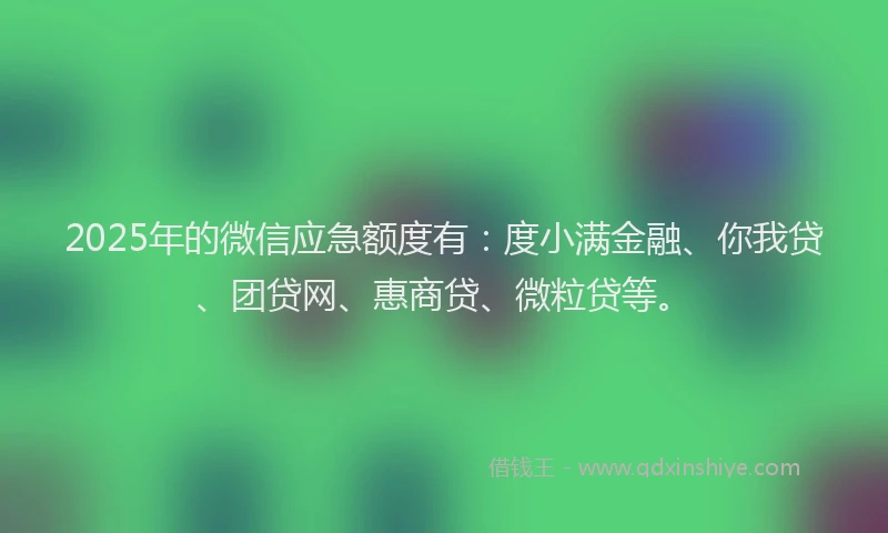 2025年的微信应急额度有：度小满金融、你我贷、团贷网、惠商贷、微粒贷等。