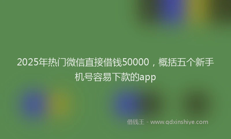 2025年热门微信直接借钱50000，概括五个新手机号容易下款的app