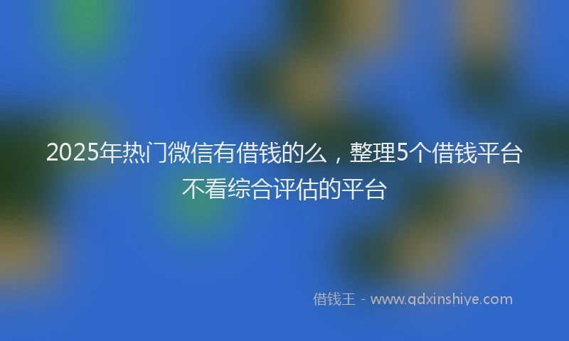 2025年热门微信有借钱的么，整理5个借钱平台不看综合评估的平台