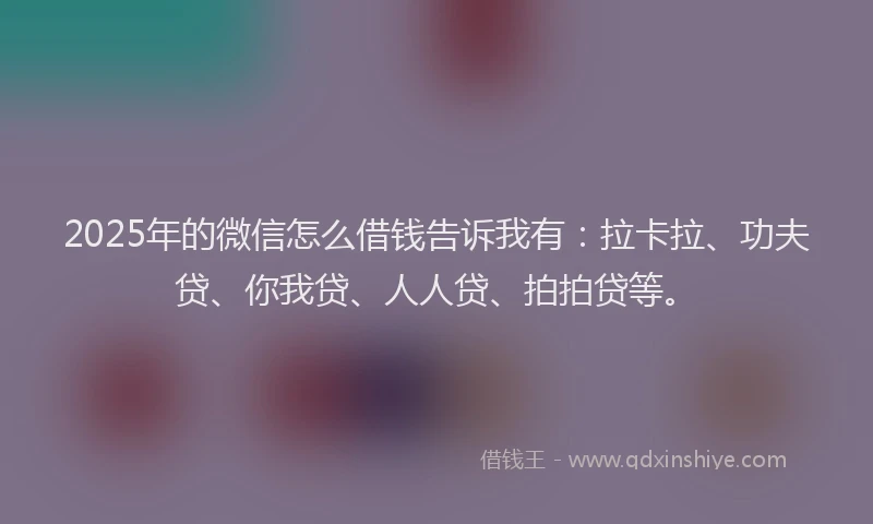 2025年的微信怎么借钱告诉我有：拉卡拉、功夫贷、你我贷、人人贷、拍拍贷等。