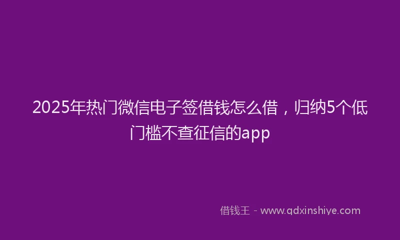 2025年热门微信电子签借钱怎么借，归纳5个低门槛不查征信的app
