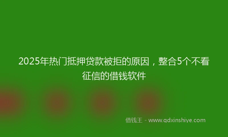 2025年热门抵押贷款被拒的原因，整合5个不看征信的借钱软件