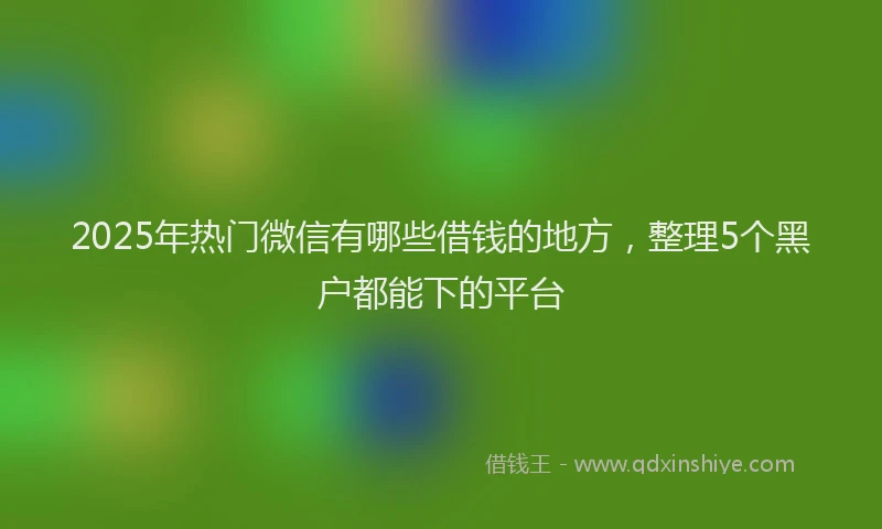 2025年热门微信有哪些借钱的地方，整理5个黑户都能下的平台