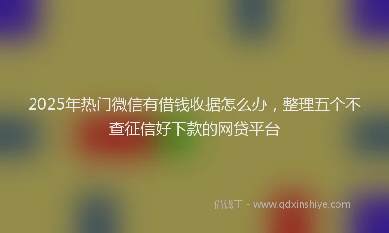 2025年热门微信有借钱收据怎么办，整理五个不查征信好下款的网贷平台