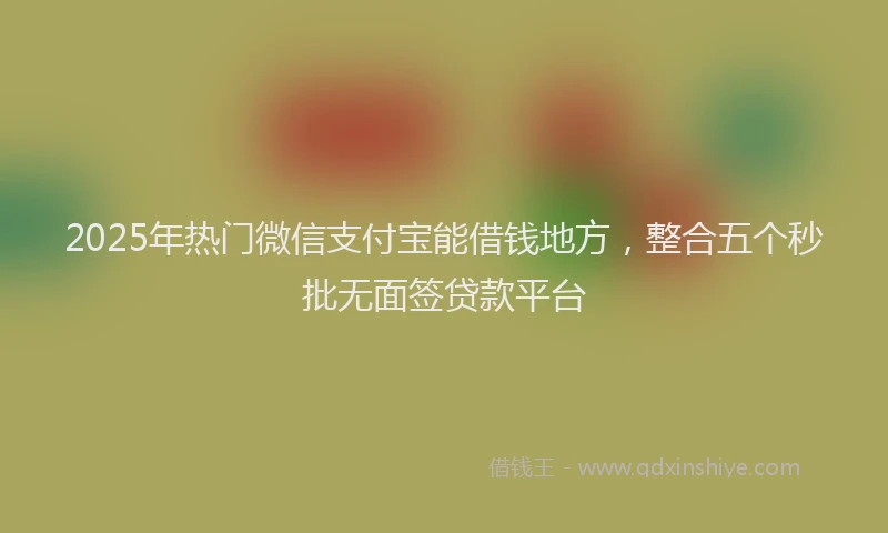2025年热门微信支付宝能借钱地方，整合五个秒批无面签贷款平台