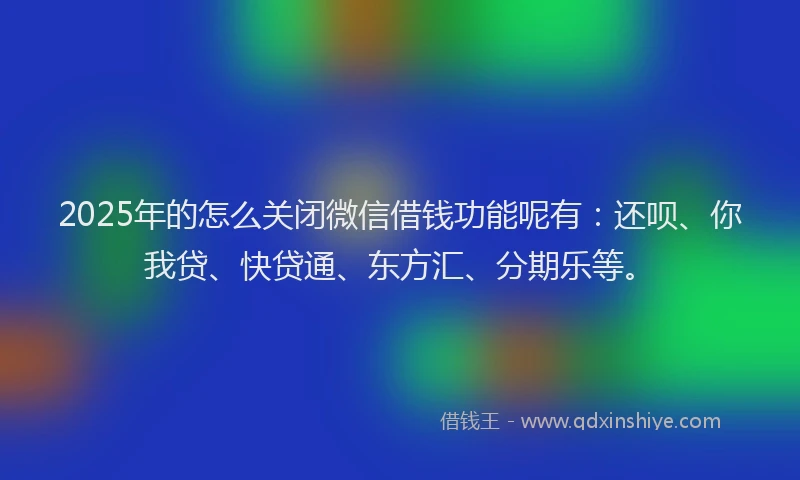 2025年的怎么关闭微信借钱功能呢有：还呗、你我贷、快贷通、东方汇、分期乐等。