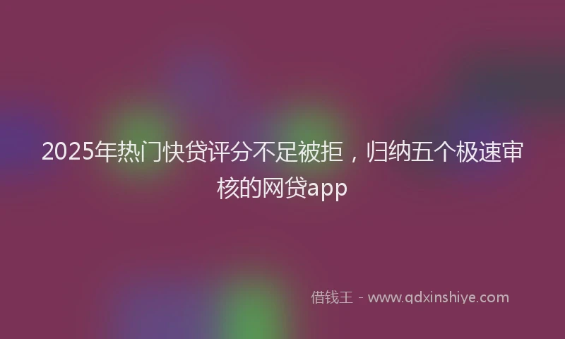 2025年热门快贷评分不足被拒，归纳五个极速审核的网贷app