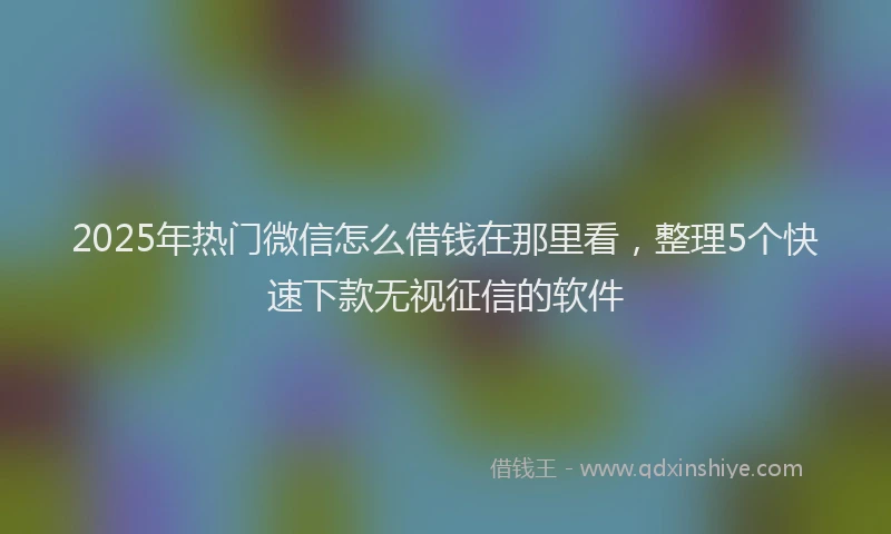 2025年热门微信怎么借钱在那里看，整理5个快速下款无视征信的软件
