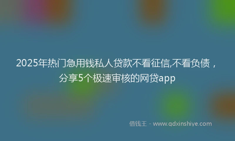 2025年热门急用钱私人贷款不看征信,不看负债，分享5个极速审核的网贷app
