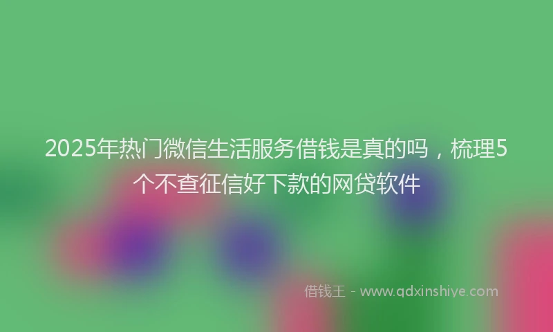 2025年热门微信生活服务借钱是真的吗，梳理5个不查征信好下款的网贷软件