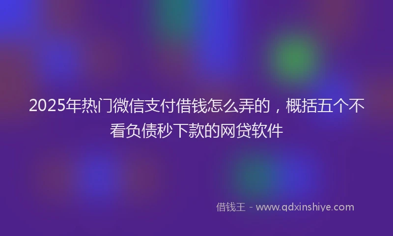 2025年热门微信支付借钱怎么弄的，概括五个不看负债秒下款的网贷软件