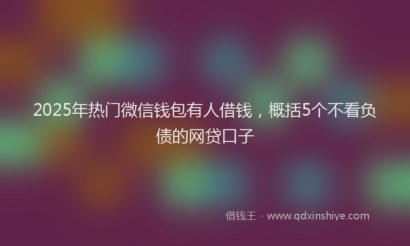 2025年热门微信钱包有人借钱，概括5个不看负债的网贷口子