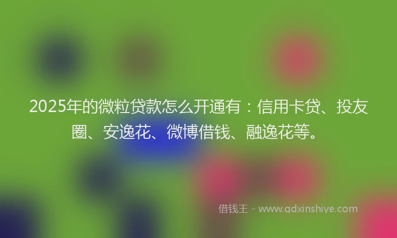 2025年的微粒贷款怎么开通有：信用卡贷、投友圈、安逸花、微博借钱、融逸花等。