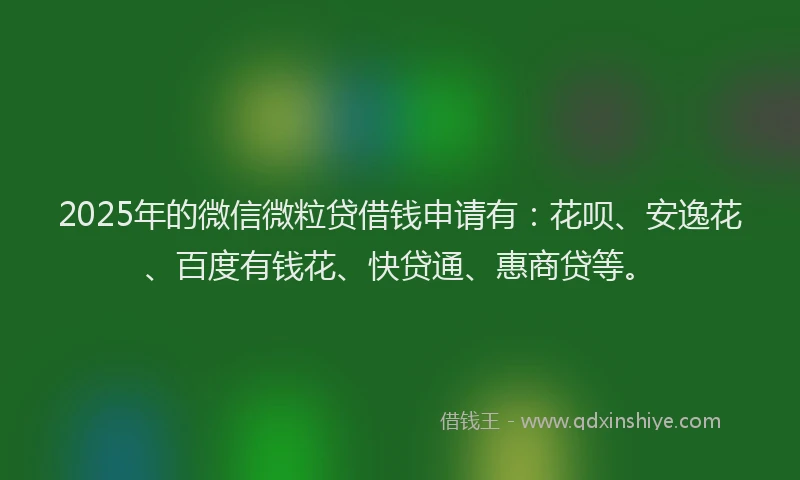 2025年的微信微粒贷借钱申请有：花呗、安逸花、百度有钱花、快贷通、惠商贷等。