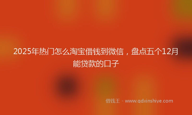 2025年热门怎么淘宝借钱到微信，盘点五个12月能贷款的口子
