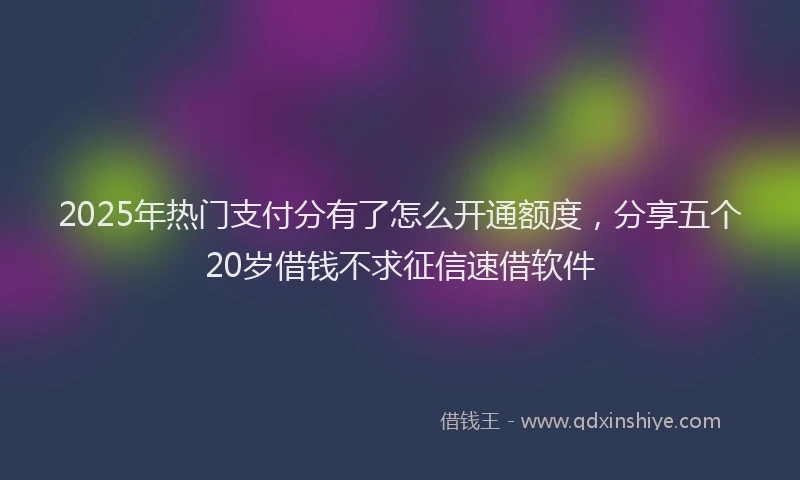 2025年热门支付分有了怎么开通额度，分享五个20岁借钱不求征信速借软件