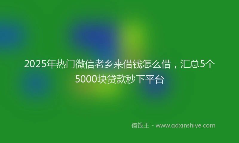 2025年热门微信老乡来借钱怎么借，汇总5个5000块贷款秒下平台