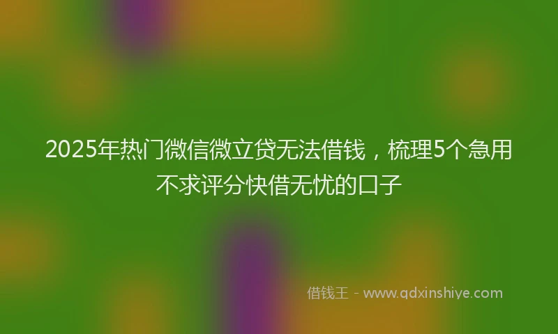 2025年热门微信微立贷无法借钱，梳理5个急用不求评分快借无忧的口子