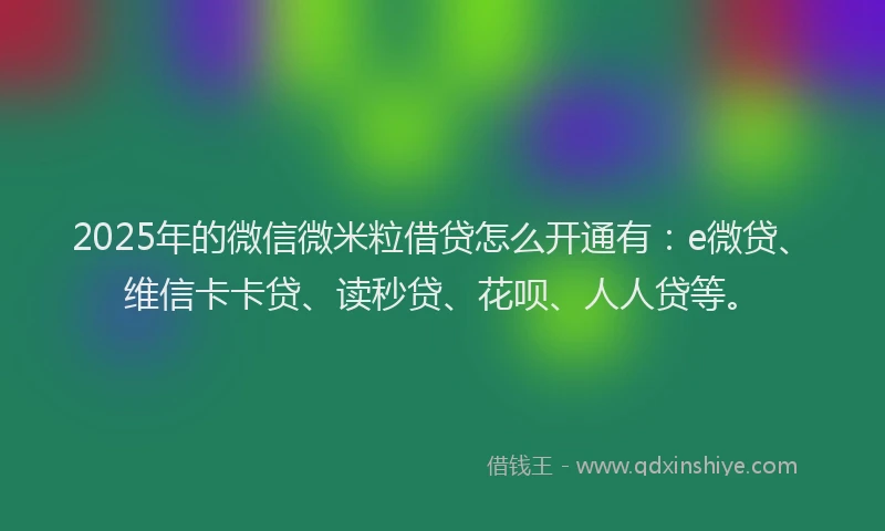 2025年的微信微米粒借贷怎么开通有：e微贷、维信卡卡贷、读秒贷、花呗、人人贷等。