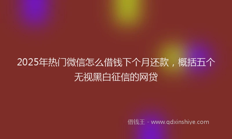 2025年热门微信怎么借钱下个月还款，概括五个无视黑白征信的网贷
