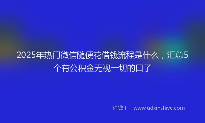 2025年热门微信随便花借钱流程是什么，汇总5个有公积金无视一切的口子