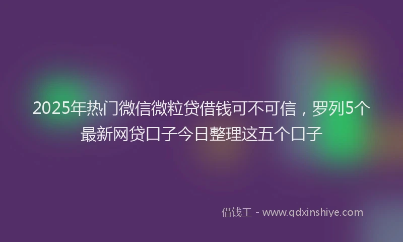 2025年热门微信微粒贷借钱可不可信，罗列5个最新网贷口子今日整理这五个口子