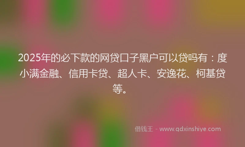2025年的必下款的网贷口子黑户可以贷吗有：度小满金融、信用卡贷、超人卡、安逸花、柯基贷等。