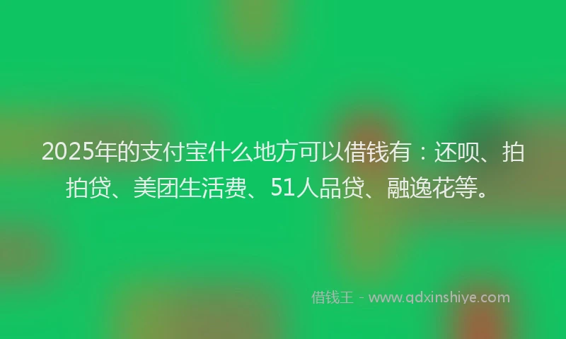 2025年的支付宝什么地方可以借钱有：还呗、拍拍贷、美团生活费、51人品贷、融逸花等。