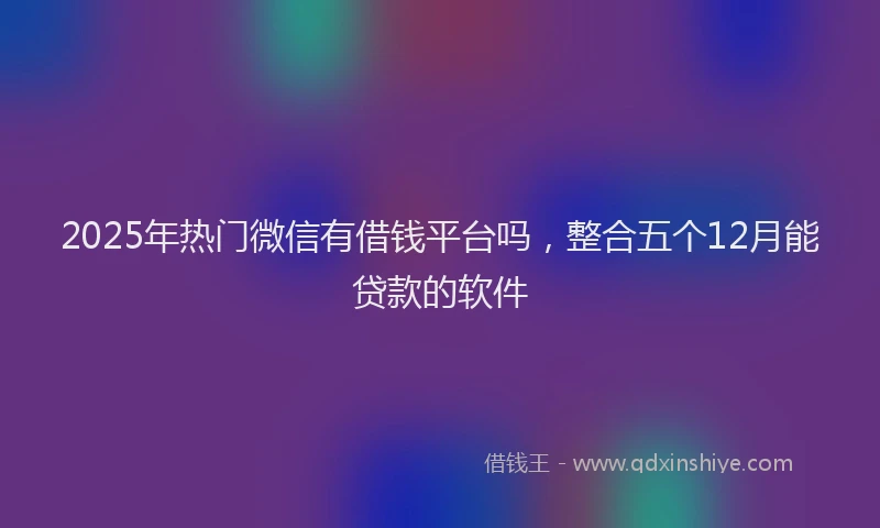 2025年热门微信有借钱平台吗，整合五个12月能贷款的软件