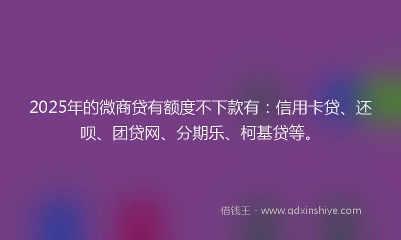 2025年的微商贷有额度不下款有：信用卡贷、还呗、团贷网、分期乐、柯基贷等。