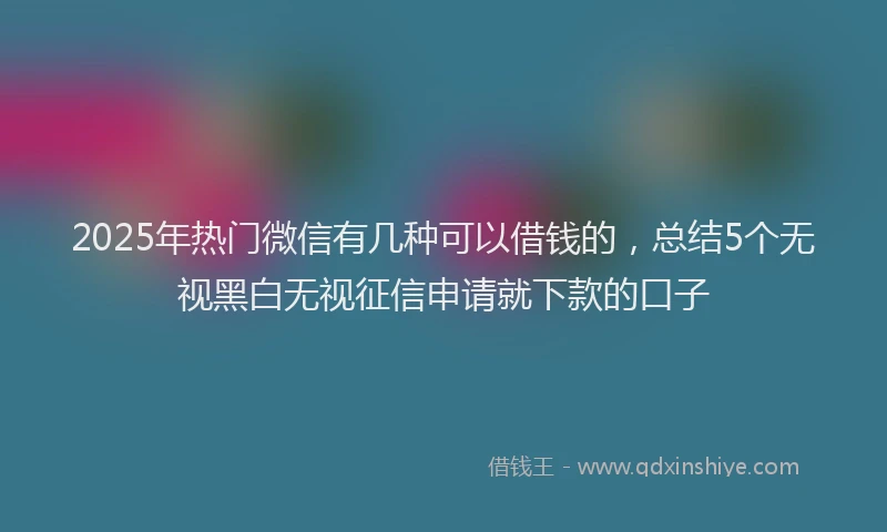 2025年热门微信有几种可以借钱的，总结5个无视黑白无视征信申请就下款的口子