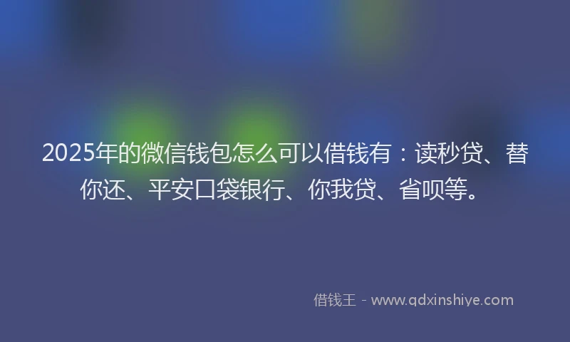 2025年的微信钱包怎么可以借钱有：读秒贷、替你还、平安口袋银行、你我贷、省呗等。