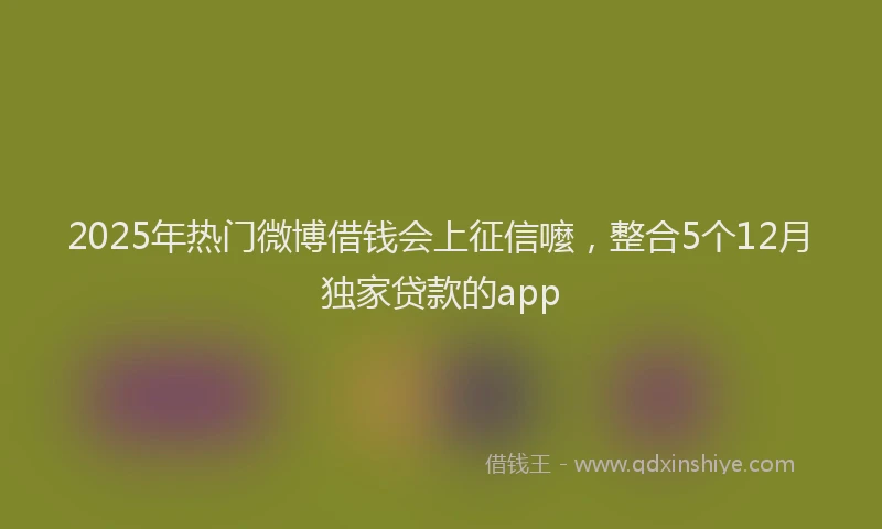 2025年热门微博借钱会上征信嚒，整合5个12月独家贷款的app