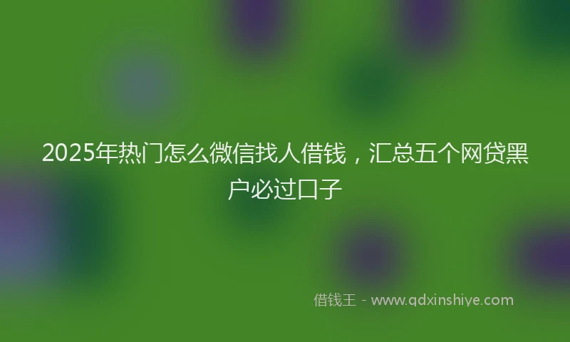 2025年热门怎么微信找人借钱，汇总五个网贷黑户必过口子