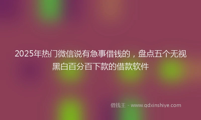 2025年热门微信说有急事借钱的，盘点五个无视黑白百分百下款的借款软件