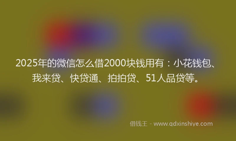 2025年的微信怎么借2000块钱用有：小花钱包、我来贷、快贷通、拍拍贷、51人品贷等。