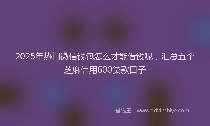 2025年热门微信钱包怎么才能借钱呢，汇总五个芝麻信用600贷款口子