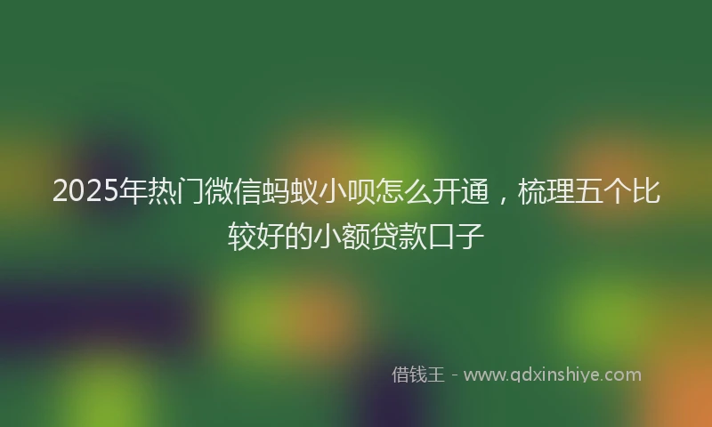 2025年热门微信蚂蚁小呗怎么开通，梳理五个比较好的小额贷款口子