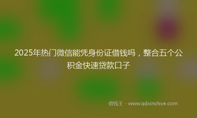 2025年热门微信能凭身份证借钱吗，整合五个公积金快速贷款口子