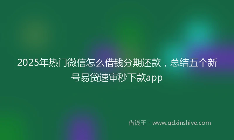 2025年热门微信怎么借钱分期还款，总结五个新号易贷速审秒下款app