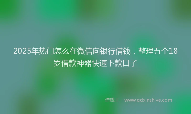 2025年热门怎么在微信向银行借钱，整理五个18岁借款神器快速下款口子