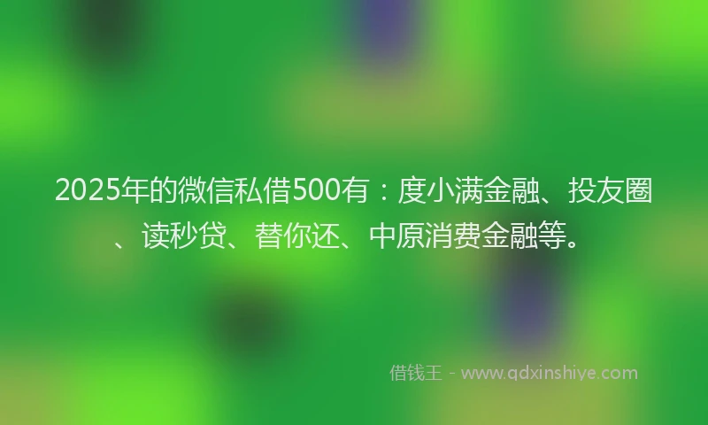 2025年的微信私借500有：度小满金融、投友圈、读秒贷、替你还、中原消费金融等。