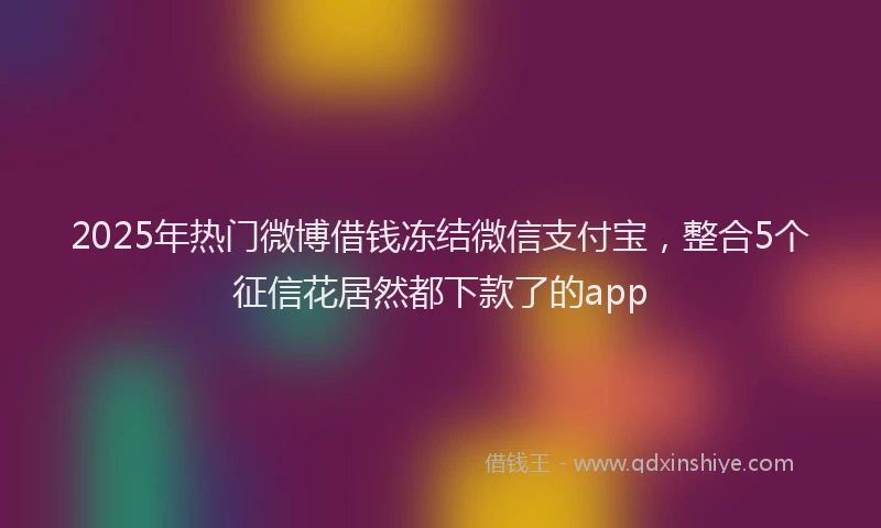 2025年热门微博借钱冻结微信支付宝，整合5个征信花居然都下款了的app